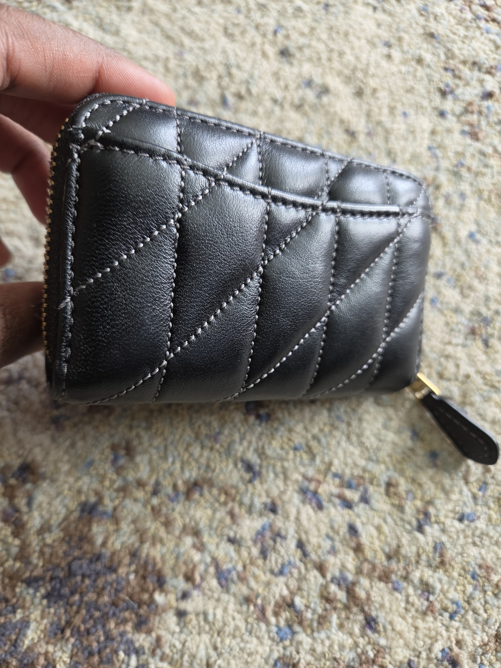 Coach Quilted Leather Zip Card Case Wallet in Black - Picture 5 of 10
